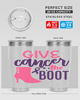 give cancer the boot Style 1#- breast cancer- Tumbler