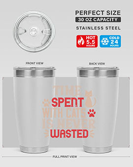 time spend with cat is never wasted Style 121#- cat- Tumbler
