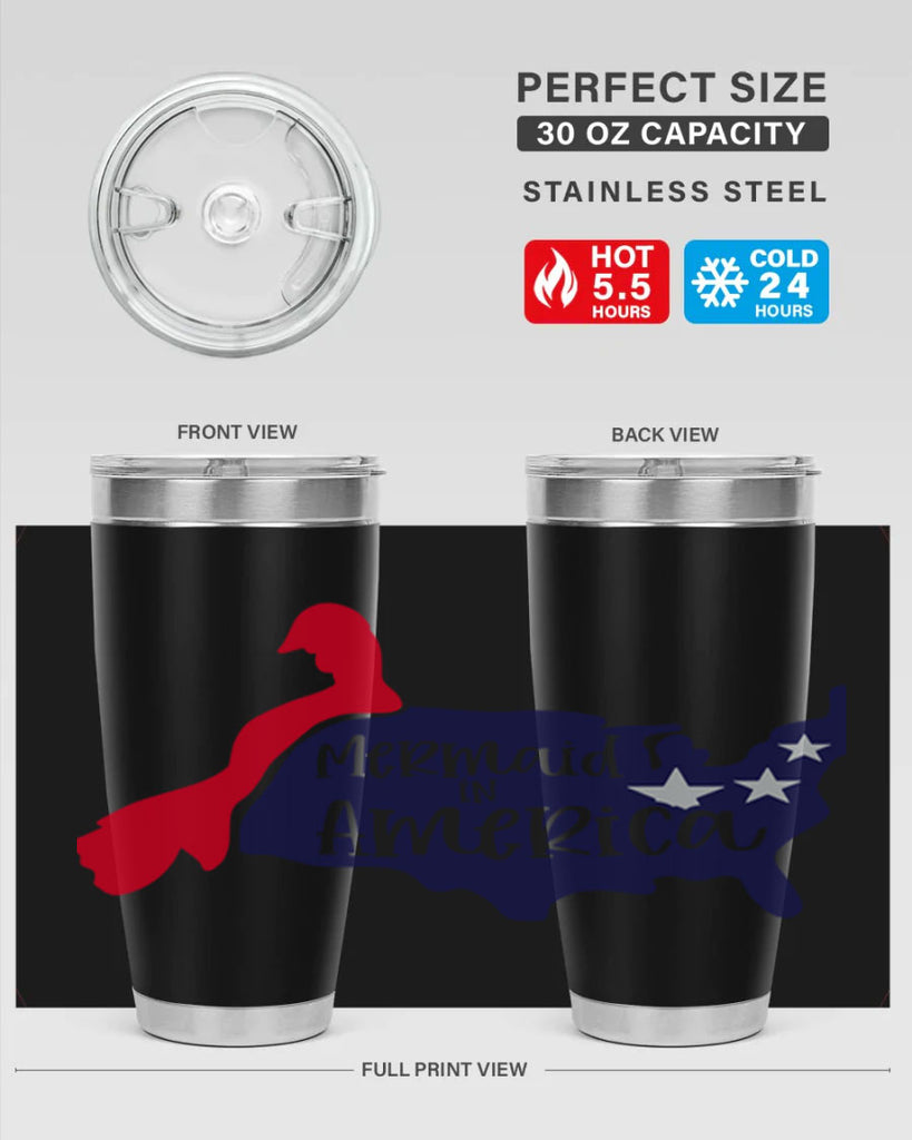 Mermaid In America Style 167#- Fourt Of July- Tumbler