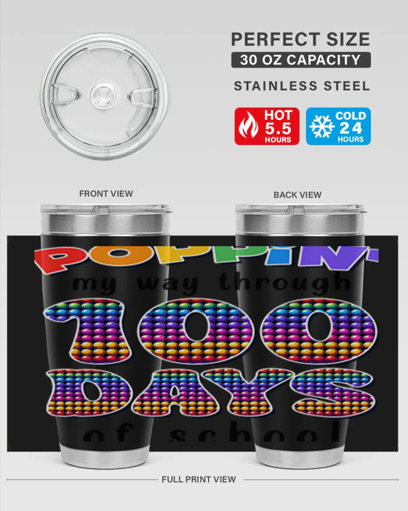 Poppin My Way Through 100 53#- 100 days of school- Tumbler