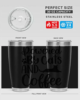 Powered By Cats And Coffee Style 102#- cat- Tumbler