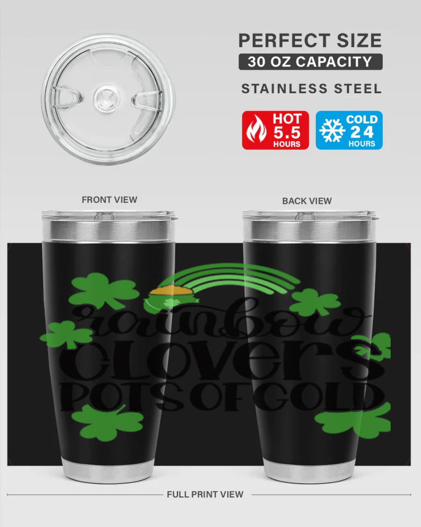 Rainbow Clovers Pots Of Gold Style 35#- St Patricks Day- Tumbler