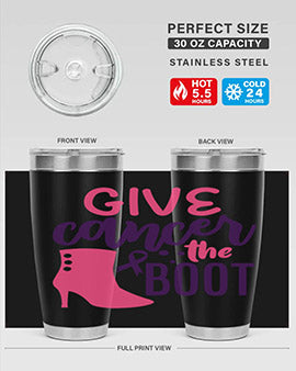 give cancer the boot Style 1#- breast cancer- Tumbler