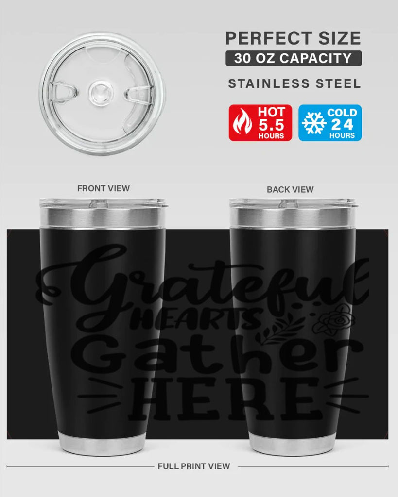 grateful hearts gather here 58#- thanksgiving- Tumbler