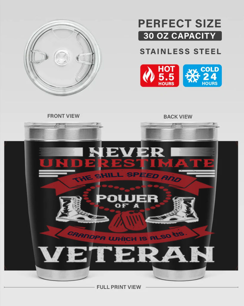 never underestimate the skill speed and power of a grandpa a which is also us veteran 44#- Veterns Day- Tumbler