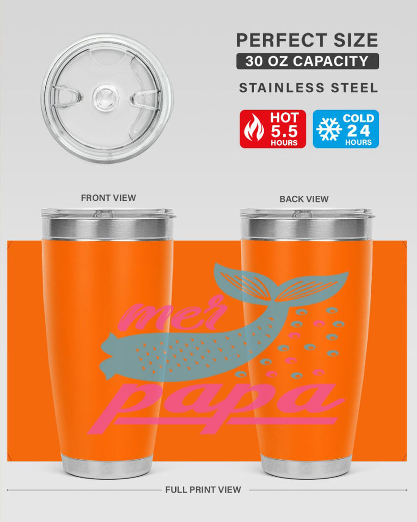 Mer Papa 344#- mermaid- Tumbler