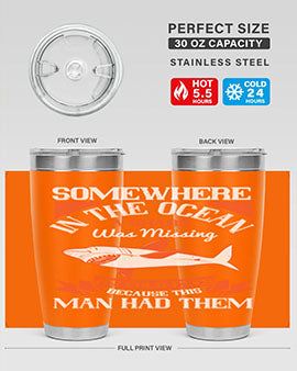 Somewhere in the ocean a shark was missing its cold eyes because this man had them Style 20#- shark  fish- Tumbler