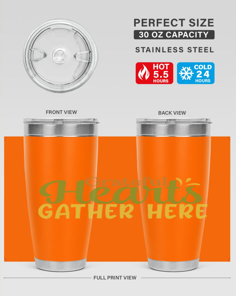 grateful hearts gather here 59#- thanksgiving- Tumbler