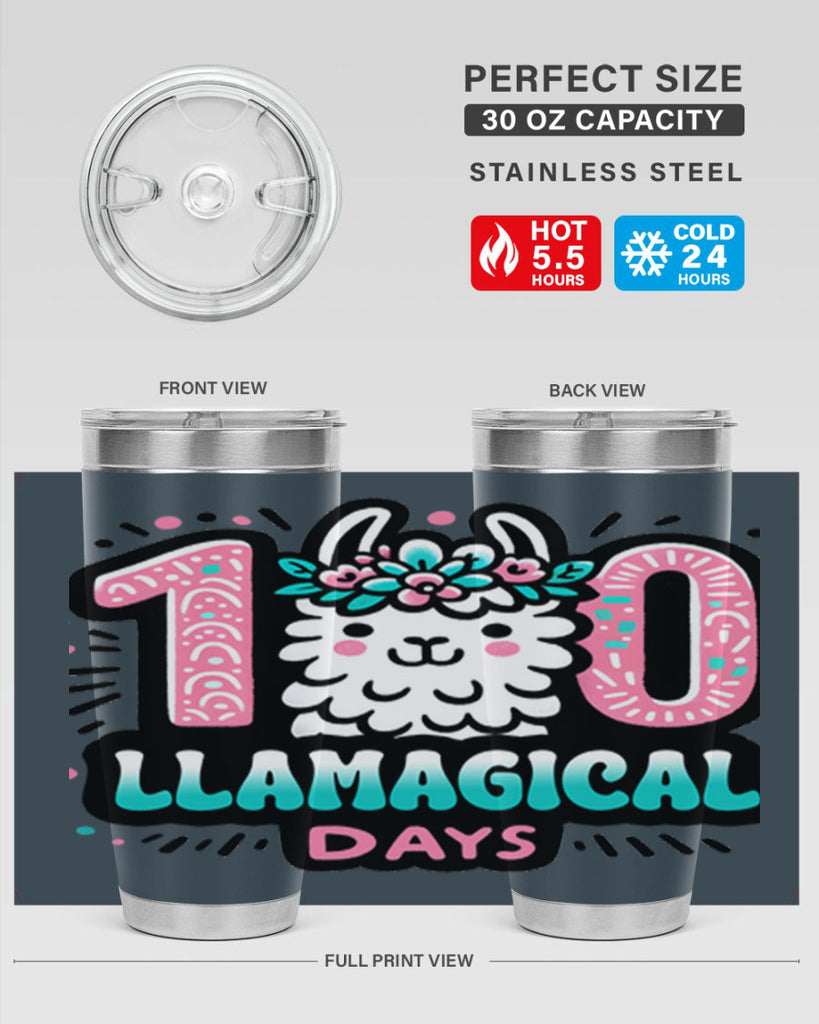 100 Llamagical Days Sublimation 35#- 100 days of school- Tumbler