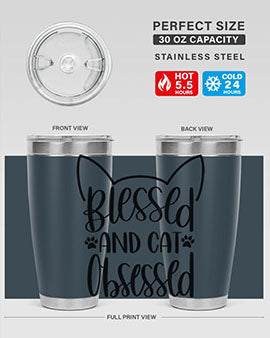 Blessed And Cat Obsessed Style 79#- cat- Tumbler
