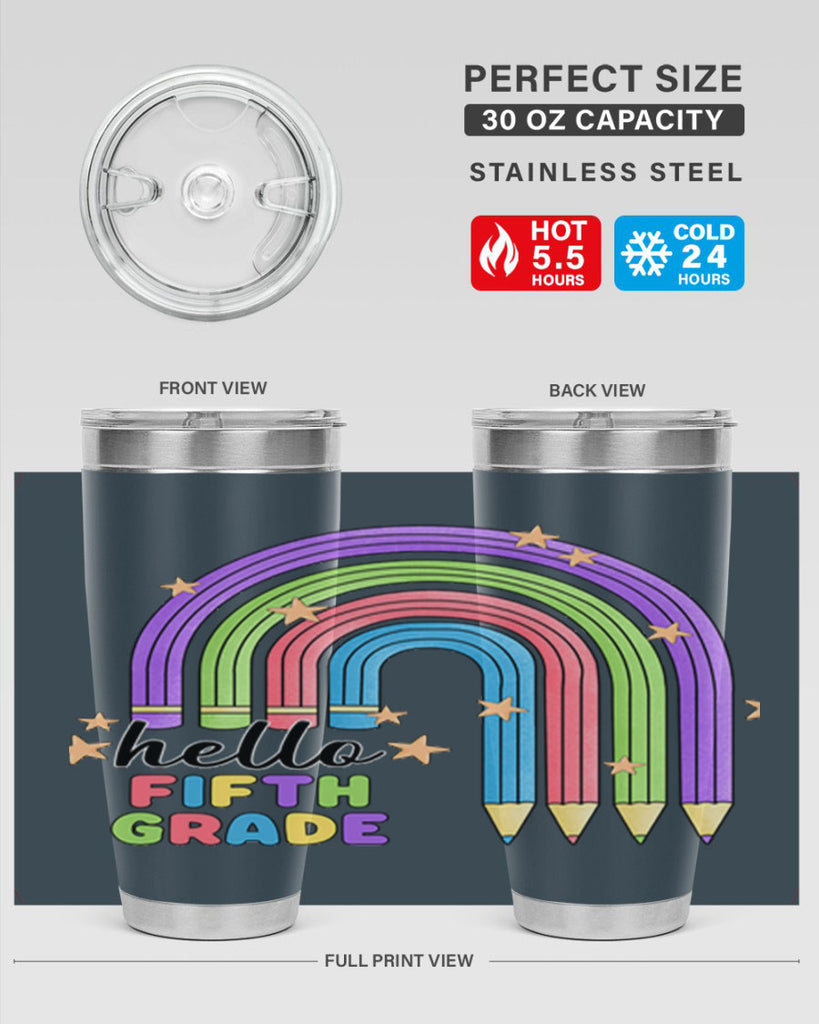 Hello 5th Grade Pencil Rainbow 13#- 5th grade- Tumbler