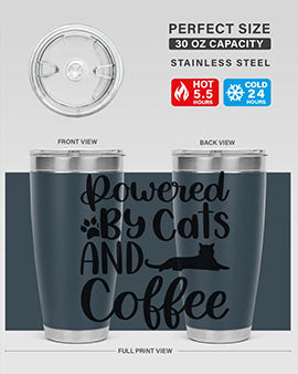 Powered By Cats And Coffee Style 102#- cat- Tumbler