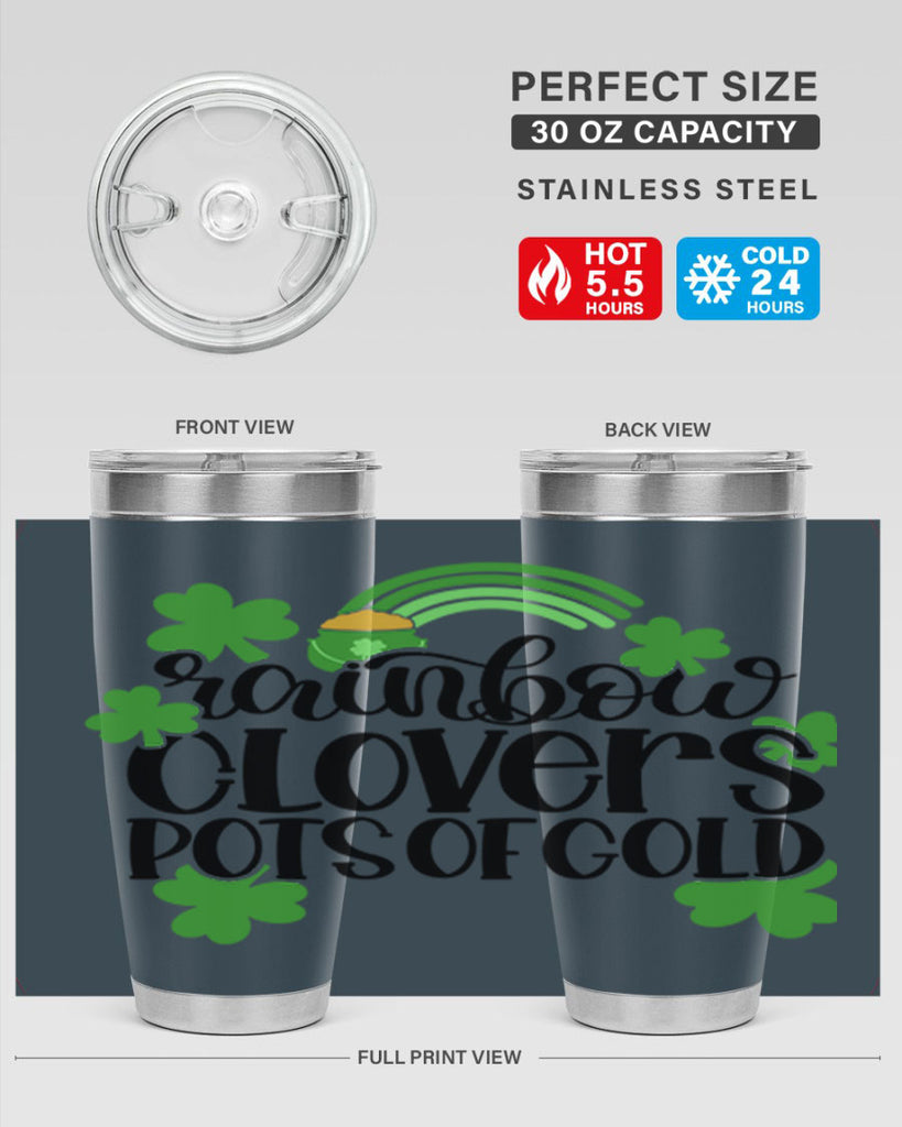 Rainbow Clovers Pots Of Gold Style 35#- St Patricks Day- Tumbler