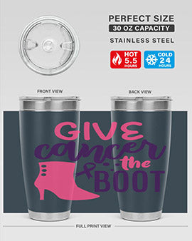 give cancer the boot Style 11#- breast cancer- Tumbler