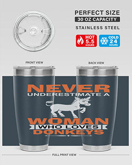 never underestimate a woman who loves donkeys Style 1#- donkey- Tumbler