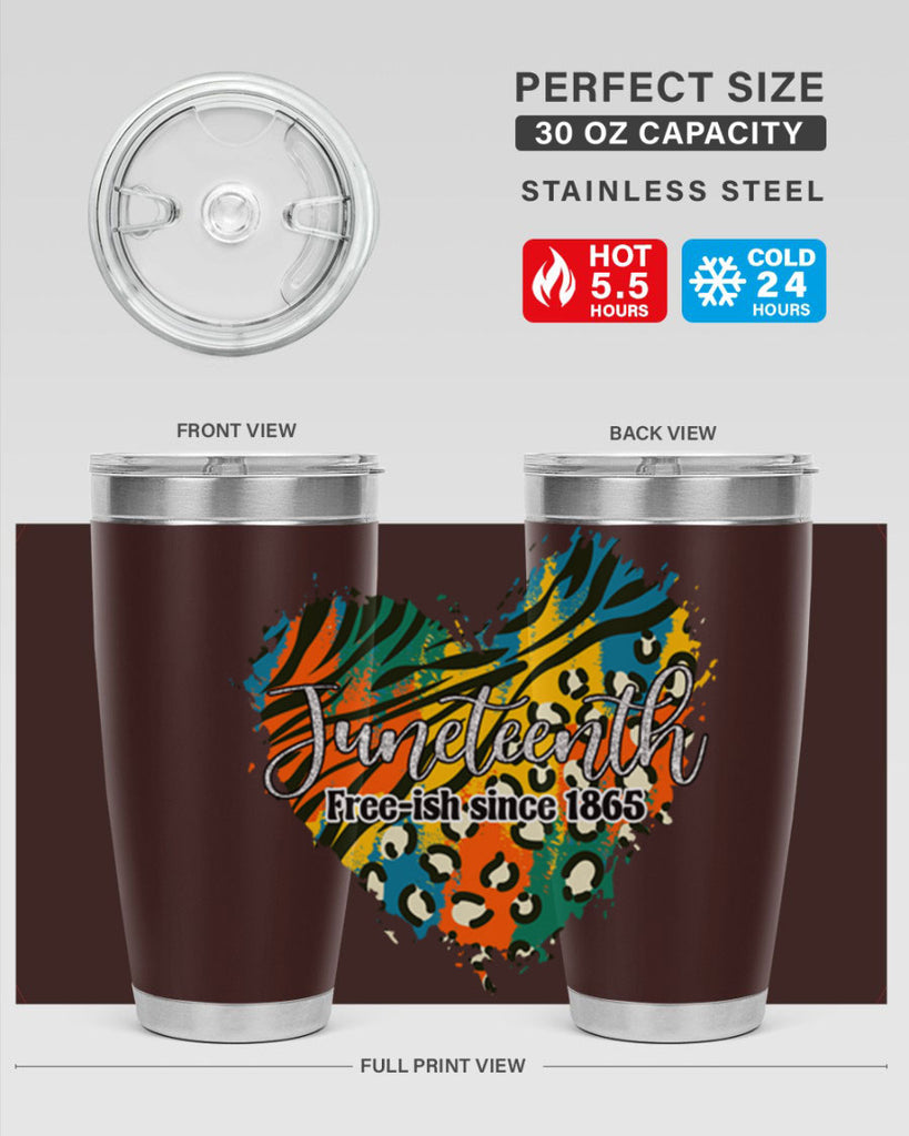 Juneteenth Freeish Since 1865 Heart Png 38#- Juneteenth- tumbler