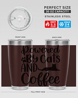 Powered By Cats And Coffee Style 102#- cat- Tumbler