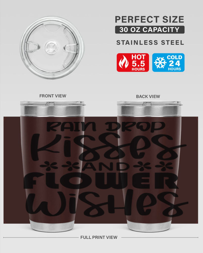 Rain drop kisses and flower 398#- spring- Tumbler
