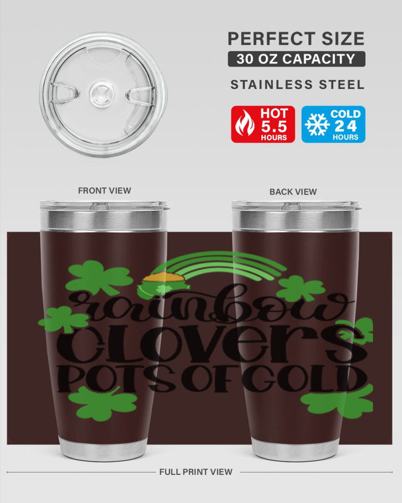 Rainbow Clovers Pots Of Gold Style 35#- St Patricks Day- Tumbler