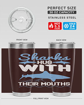 Sharks hug with their mouths Style 22#- shark  fish- Tumbler