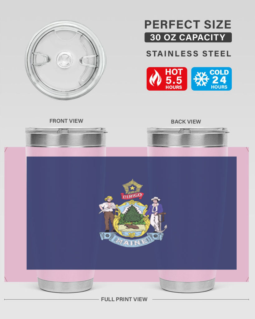Maine 33#- Us Flags- Tumbler