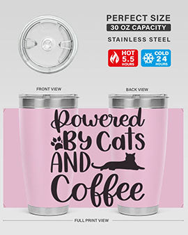 Powered By Cats And Coffee Style 102#- cat- Tumbler