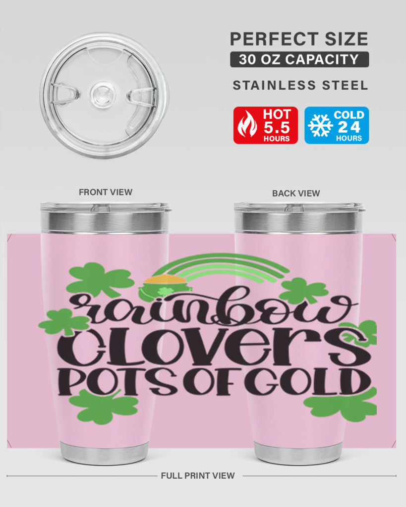 Rainbow Clovers Pots Of Gold Style 35#- St Patricks Day- Tumbler