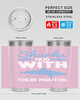 Sharks hug with their mouths Style 22#- shark  fish- Tumbler