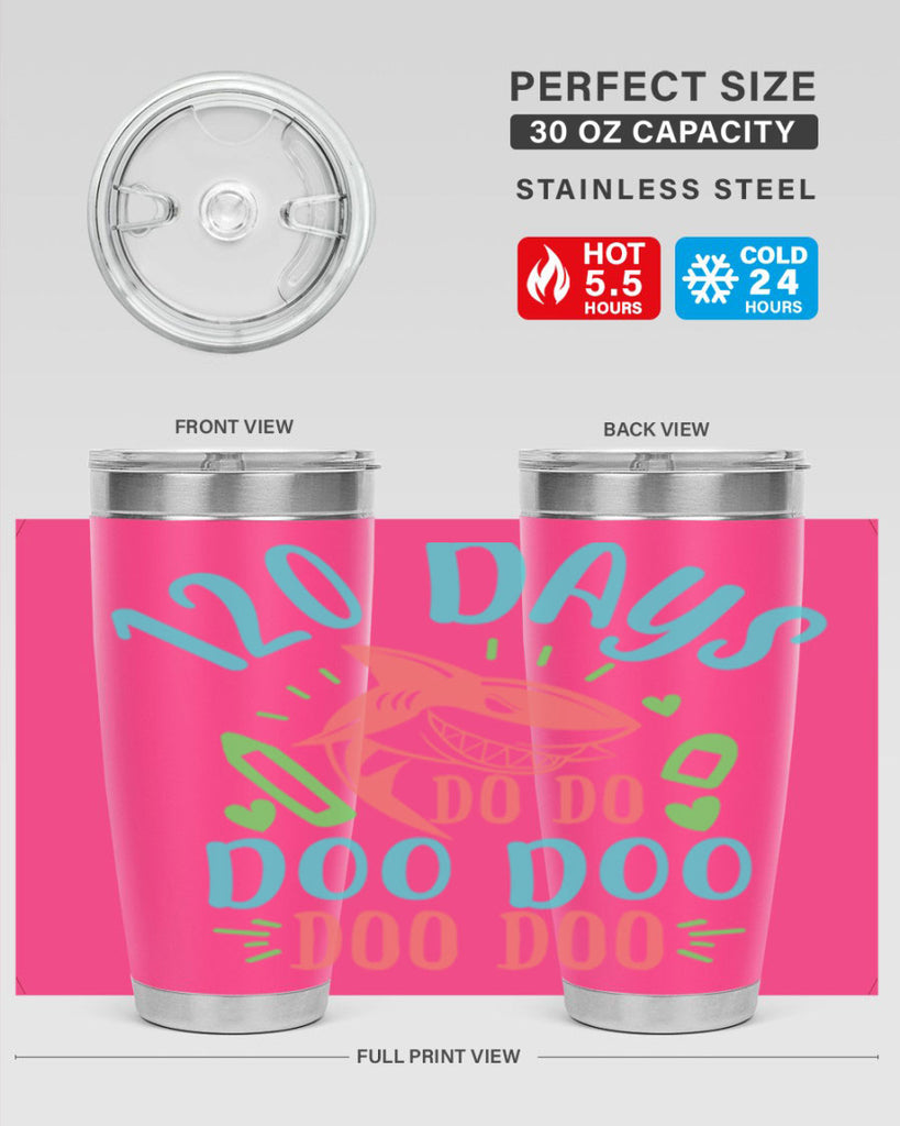 10 120 days shark doo doo 18#- 100 days of school- Tumbler