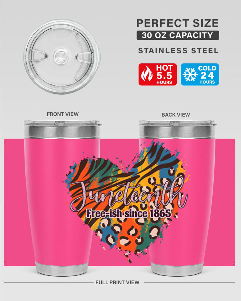 Juneteenth Freeish Since 1865 Heart Png 38#- Juneteenth- tumbler