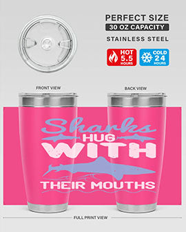 Sharks hug with their mouths Style 22#- shark  fish- Tumbler