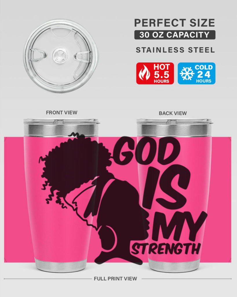 god is my strength- black words phrases- Cotton Tank