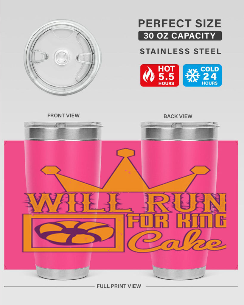 will run for king cake 28#- mardi gras- Tumbler