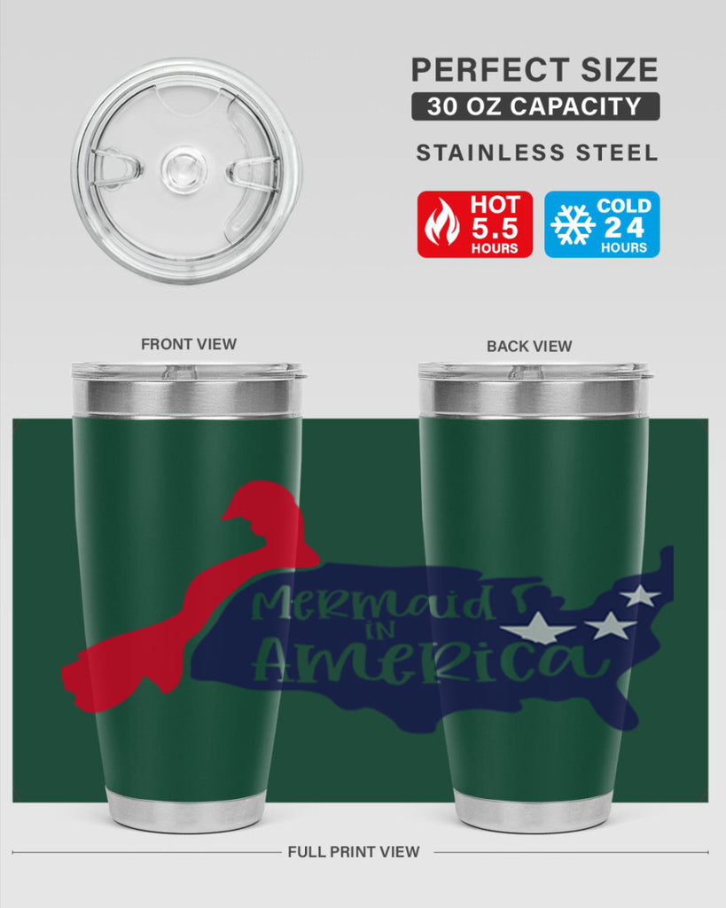 Mermaid In America Style 167#- Fourt Of July- Tumbler