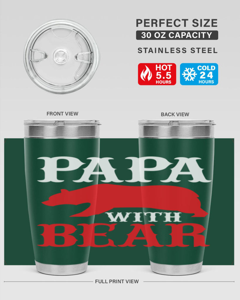 PAPA WITH BEAR 111#- grandpa - papa- Tumbler