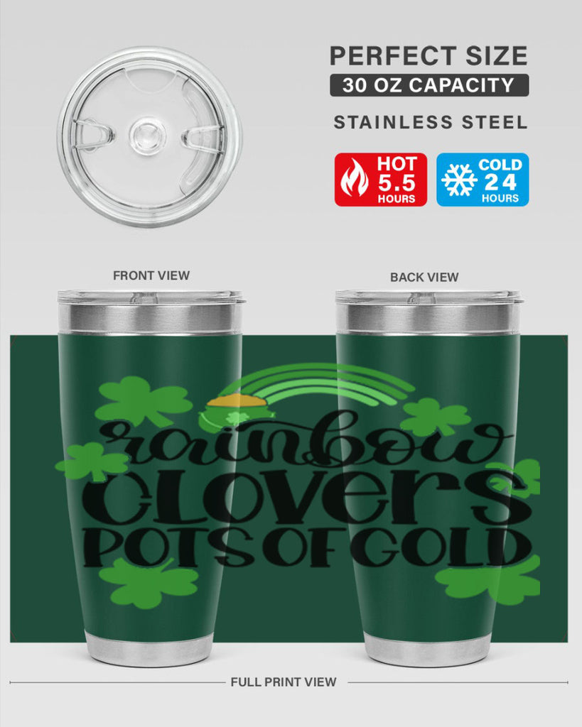 Rainbow Clovers Pots Of Gold Style 35#- St Patricks Day- Tumbler