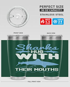 Sharks hug with their mouths Style 22#- shark  fish- Tumbler