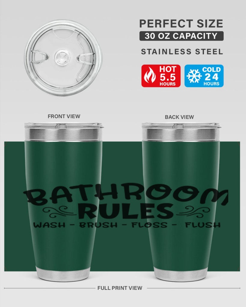 bathroom rules wash brush floss flush 91#- bathroom- Tumbler