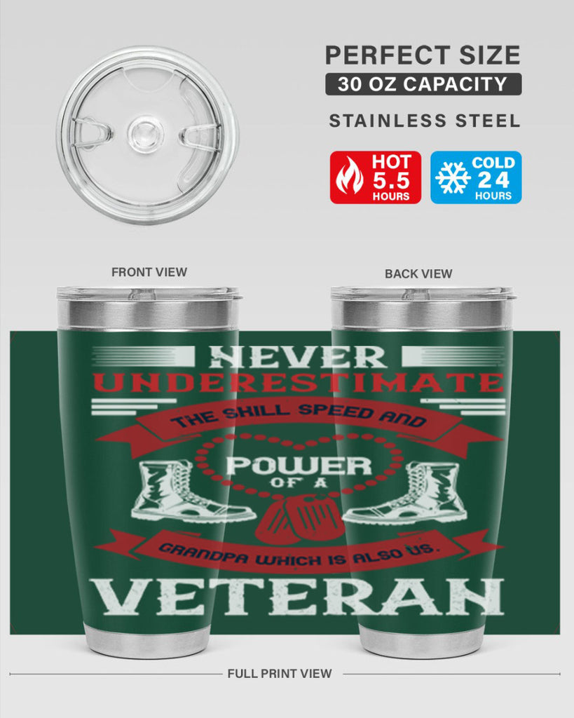 never underestimate the skill speed and power of a grandpa a which is also us veteran 44#- Veterns Day- Tumbler