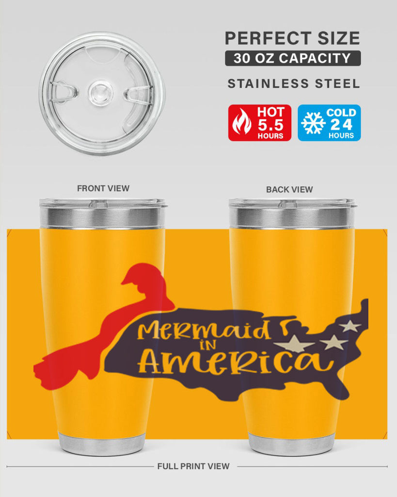 Mermaid In America Style 167#- Fourt Of July- Tumbler