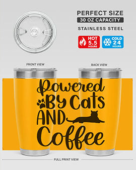 Powered By Cats And Coffee Style 102#- cat- Tumbler