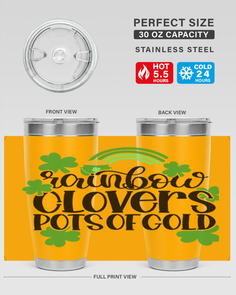 Rainbow Clovers Pots Of Gold Style 35#- St Patricks Day- Tumbler