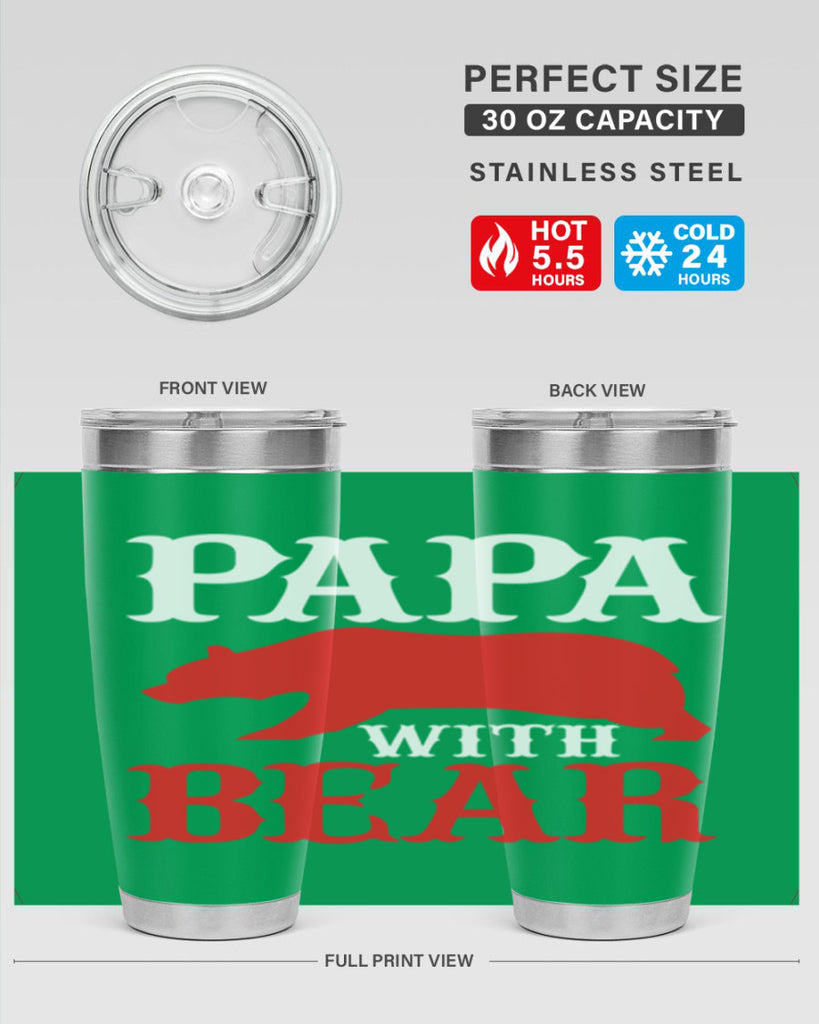 PAPA WITH BEAR 111#- grandpa - papa- Tumbler
