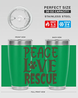 Peace Love Rescue Style 23#- cat- Tumbler