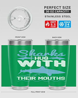 Sharks hug with their mouths Style 22#- shark  fish- Tumbler