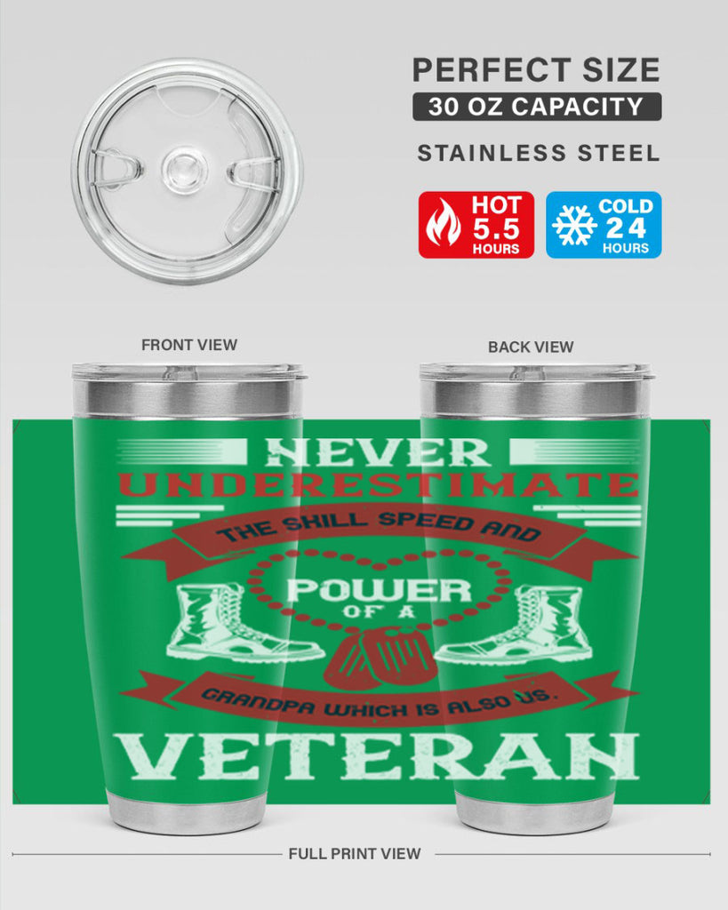 never underestimate the skill speed and power of a grandpa a which is also us veteran 44#- Veterns Day- Tumbler