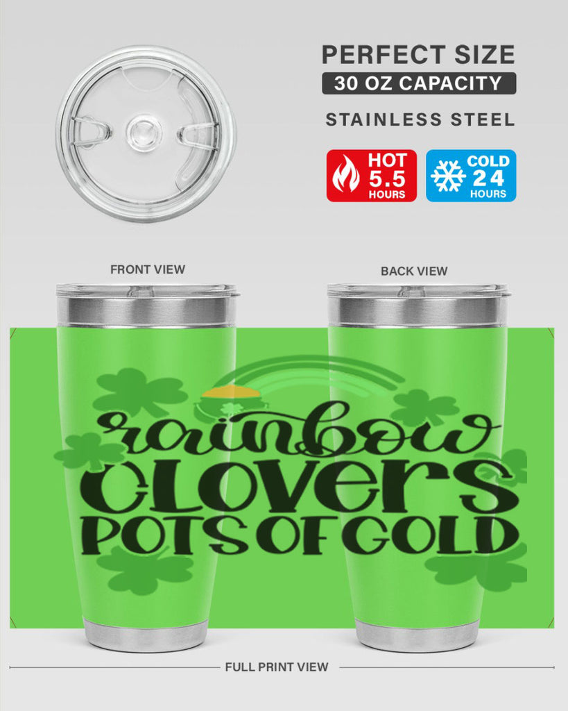Rainbow Clovers Pots Of Gold Style 35#- St Patricks Day- Tumbler