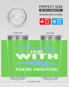 Sharks hug with their mouths Style 22#- shark  fish- Tumbler