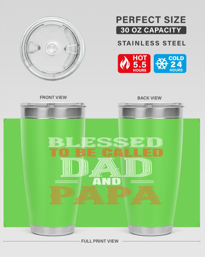 blessed to be called dad and papa 45#- grandpa - papa- Tumbler