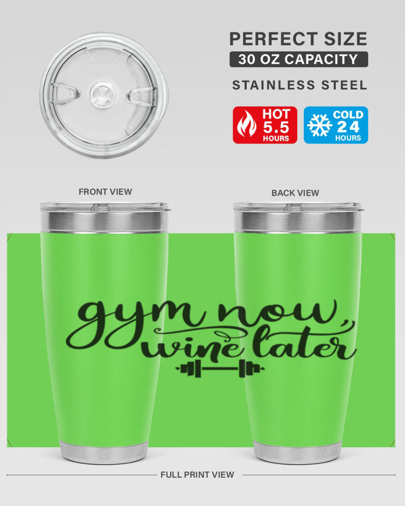 gym now wine later 42#- gym- Tumbler